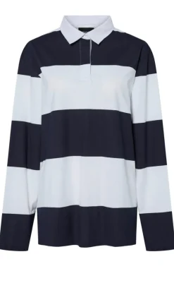 Outlet Bluse - Frida - Maritime Blue/White Bluser