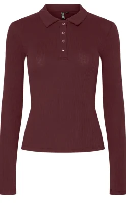 Bluse - Kitte LS Polo - Tawny Port Bluser