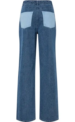 Outlet Bukser - Famy - Light Blue Denim/Medium Blue Bukser & Jeans