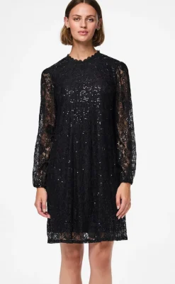Kjole - Olline Lace Sequins - Black Kjoler