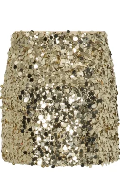 Nederdel - Disco - Gold Colour Sequins Nederdele