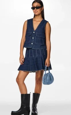 Outlet Nederdel - Fabia - Dark Blue Denim Nederdele