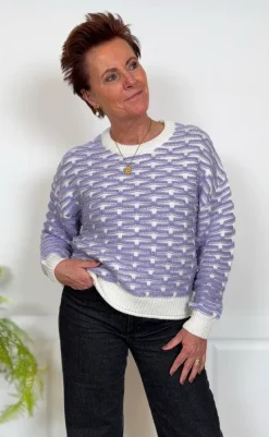 Discount Strik - Diana - Cloud Dancer/Lavender Striktrøjer & Sweat