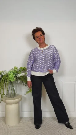 Discount Strik - Diana - Cloud Dancer/Lavender Striktrøjer & Sweat