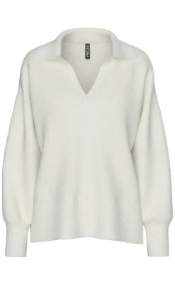 Online Striktrøje - Malou Polo - Cloud Dancer Melange Striktrøjer & Sweat