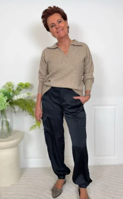 Outlet Striktrøje - Malou Polo - Taupe Gray Melange Striktrøjer & Sweat