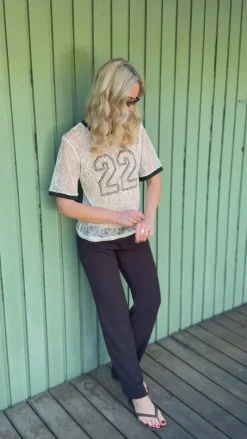 Outlet Bluse - Susanna Football - White Lace (vendbar) Bluser