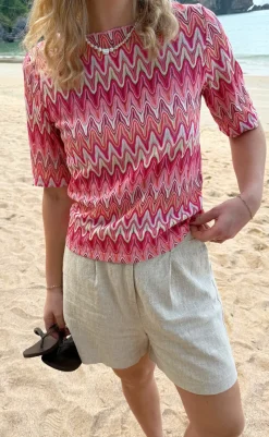 Sale Bluse - Diana - Pink Zig Zag Bluser
