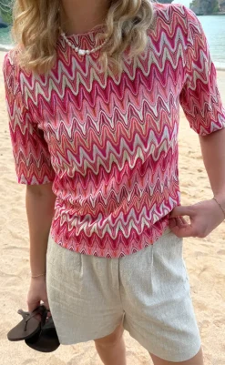Sale Bluse - Diana - Pink Zig Zag Bluser