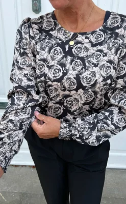 Discount Bluse - Chili - Black Roses Bluser