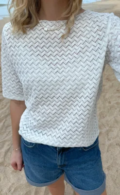 Hot Bluse - Diana - White Zig Zag Bluser