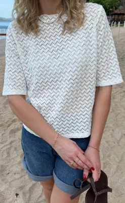 Hot Bluse - Diana - White Zig Zag Bluser