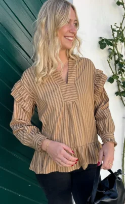 Best Bluse - Wilja - Brown Striped Bluser