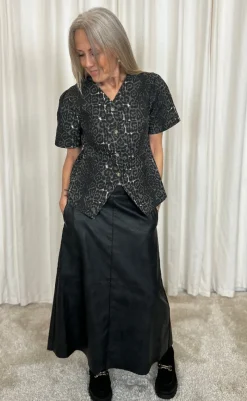 New Bluse - Venja - Grey Leopard Bluser