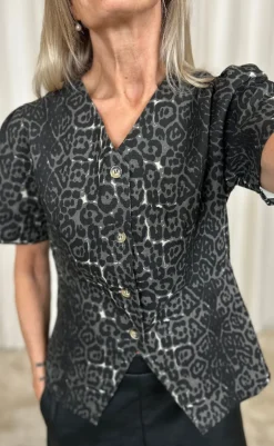 New Bluse - Venja - Grey Leopard Bluser