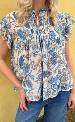 Clearance Bluse - Emmi - Blue Flowers Bluser