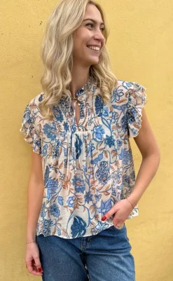 Clearance Bluse - Emmi - Blue Flowers Bluser