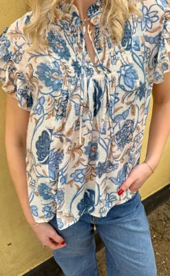 Clearance Bluse - Emmi - Blue Flowers Bluser