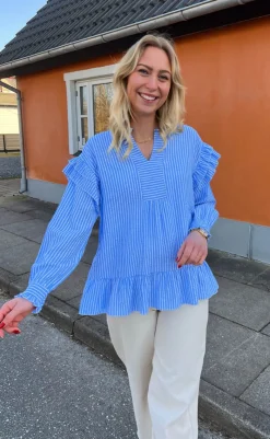 New Bluse - Wilja - Blue Striped Bluser