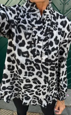 Discount Bluse - Pia - Grey Leopard Bluser