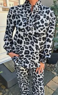Discount Bluse - Pia - Grey Leopard Bluser
