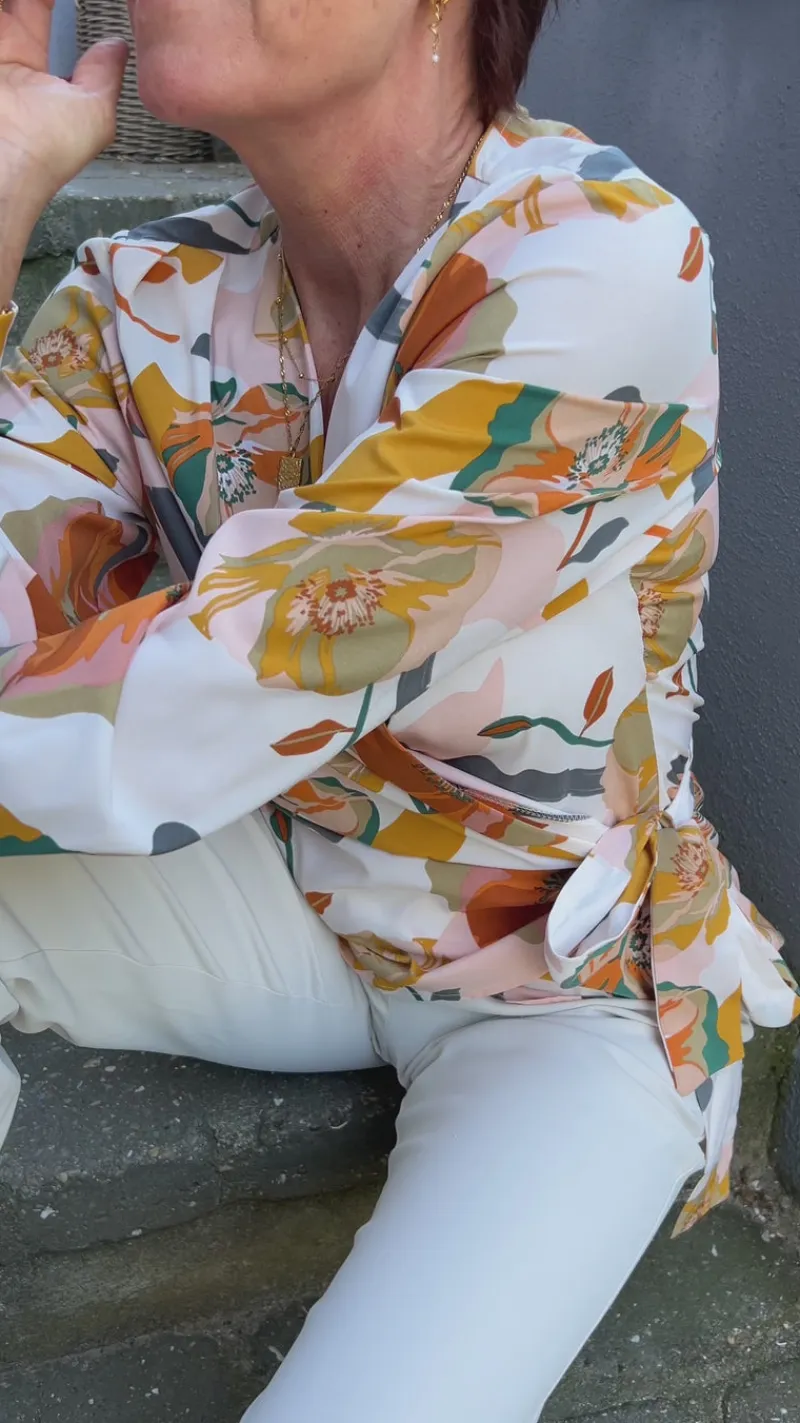 Discount Bluse - Josse - White Big Flower Bluser