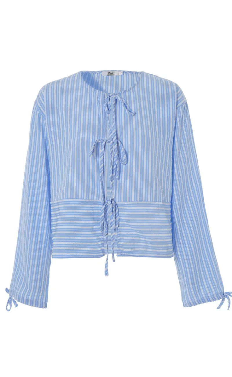 Discount Bluse - Cornelia - Blue / White Stripe (vendbar) Bluser