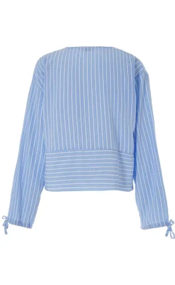 Discount Bluse - Cornelia - Blue / White Stripe (vendbar) Bluser