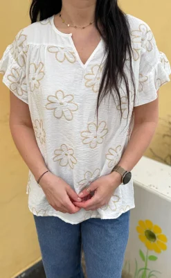 Discount Bluse - Emma - Flower Embroidery Bluser