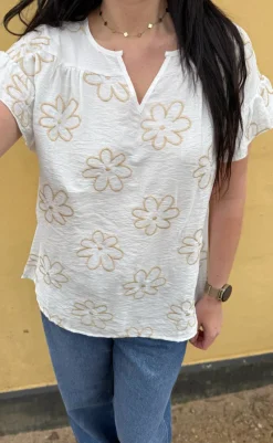 Discount Bluse - Emma - Flower Embroidery Bluser