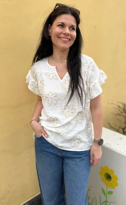 Discount Bluse - Emma - Flower Embroidery Bluser
