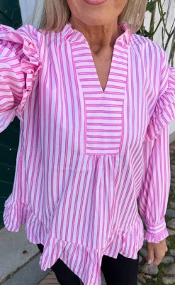 Clearance Bluse - Wilja - Pink Striped Bluser