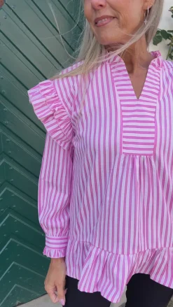 Clearance Bluse - Wilja - Pink Striped Bluser
