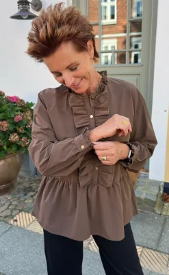 Best Bluse - Frida - Dark Brown Bluser