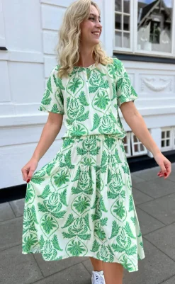 Discount Bluse - Vicky - White/Green Paisley Bluser