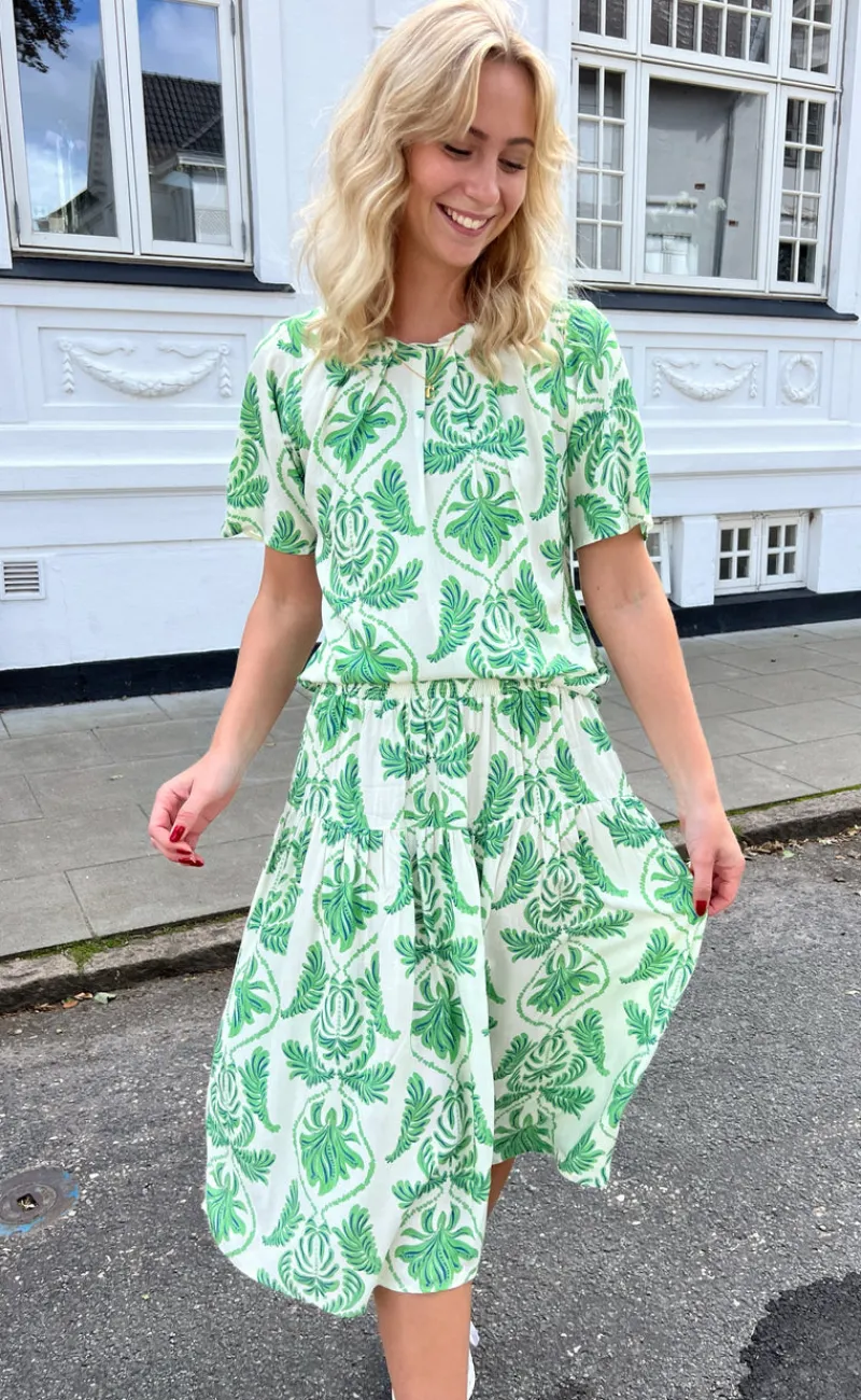 Discount Bluse - Vicky - White/Green Paisley Bluser