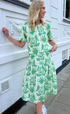 Discount Bluse - Vicky - White/Green Paisley Bluser