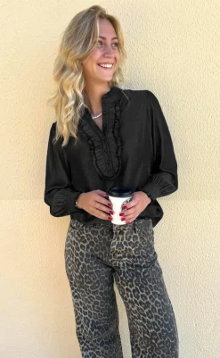 Hot Bluse / Skjorte - Cami - Black Denim Look Skjorter|Bluser