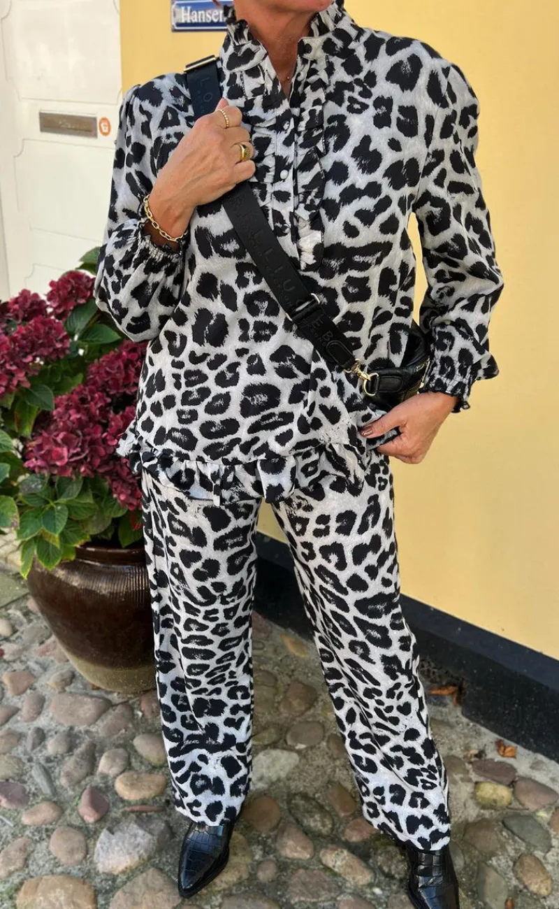 Clearance Bukser - Ida - Grey Leopard Bukser & Jeans