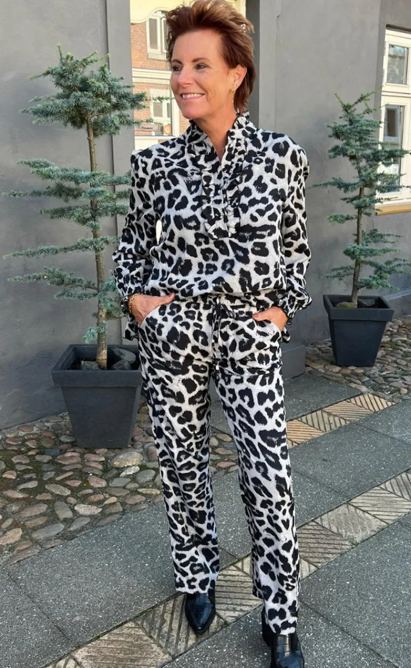 Clearance Bukser - Ida - Grey Leopard Bukser & Jeans