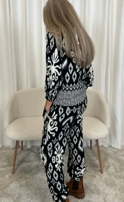 Outlet Bukser - Tora - Black/White Paisley Bukser & Jeans