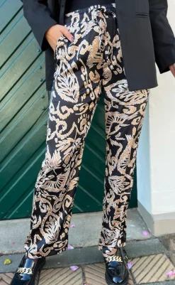 Sale Bukser - Ida - Brown Leaf Bukser & Jeans