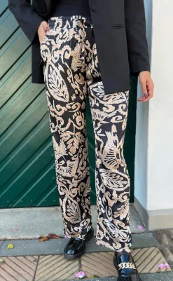 Sale Bukser - Ida - Brown Leaf Bukser & Jeans