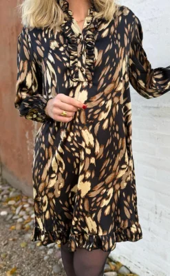 Hot Kjole - Pia - Black / Brown Print Kjoler