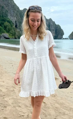 Discount Kjole - Catja Summer - White Broderie Anglaise Kjoler