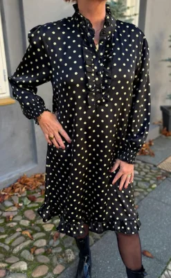 Sale Kjole - Pia - Black W. Green Dots Kjoler