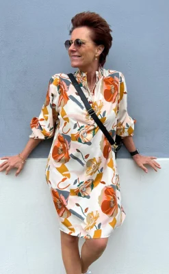 Kjole - Augusta - White Big Flower Kjoler