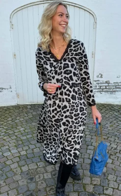 Online Kjole - Safina - Grey Leopard Kjoler
