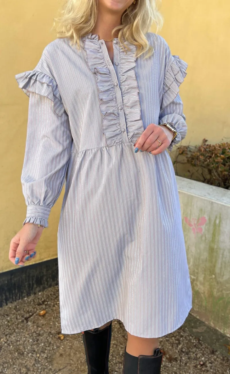 Kjole - Emilie - Grey Striped Kjoler