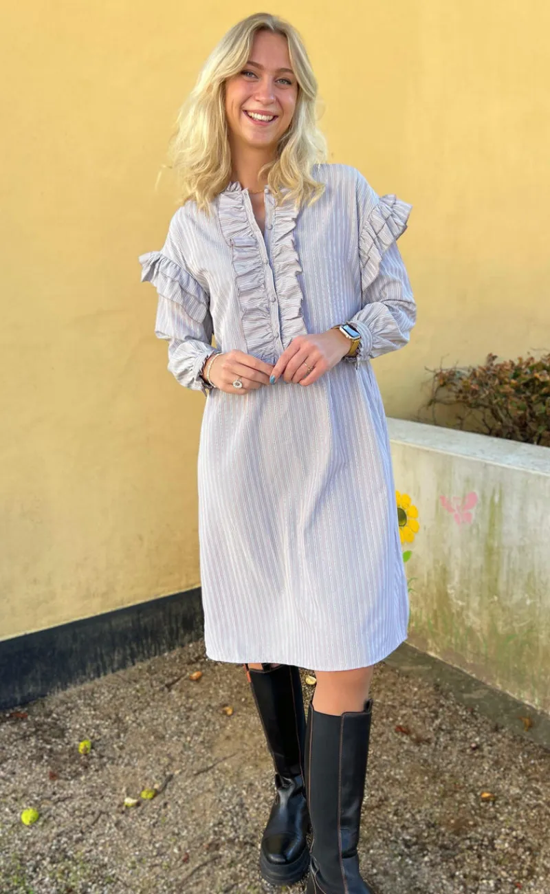 Kjole - Emilie - Grey Striped Kjoler